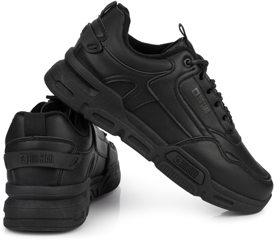 BIG STAR męskie buty sportowe sneakersy ocieplane ekoskóra czarne HI-POLY SYSTEM