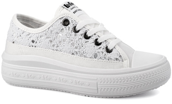 LEE COOPER 1617L damskie trampki na platformie koronka białe