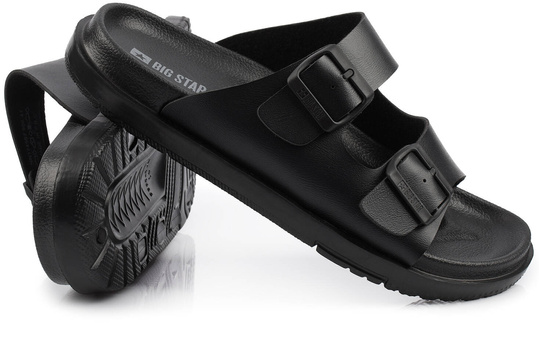 BIG STAR NN174597 MĘSKIE KLAPKI Z KLAMRAMI NA BASEN PLAŻE CZARNE