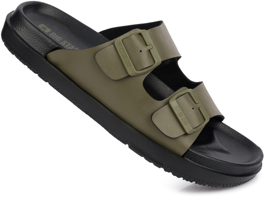 BIG STAR NN174592 MĘSKIE KLAPKI Z KLAMRAMI NA BASEN PLAŻE ZIELONE KHAKI