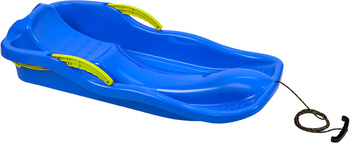 Duże sanki ślizg dla dzieci z oparciem hamulcem sznurkiem plastikowe niebieskie