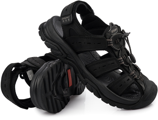 GRISPORT 9029M męskie sandały skórzane trekkingowe sportowe czarne