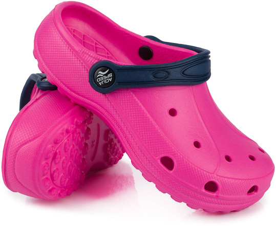 AQUA SPEED klapki dziecięce kroksy chodaki na basen plażę różowe