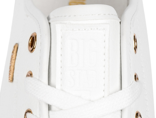 BIG STAR TT274022GR damskie trampki klasyczne niskie białe ekoskóra złote dodatki