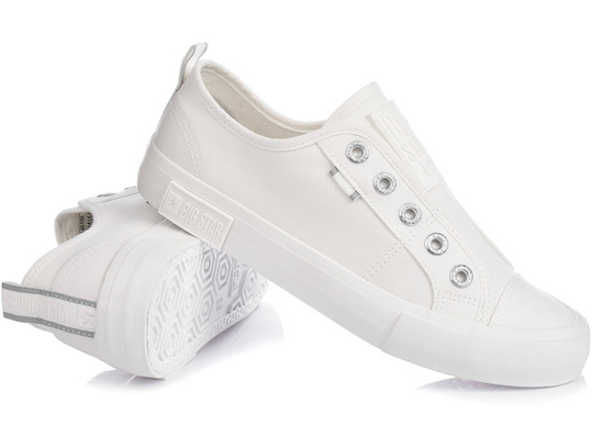 BIG STAR LL274162 DAMSKIE TRAMPKI TENISÓWKI KLASYCZNE WSUWANE BIAŁE