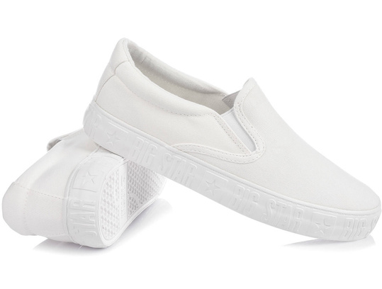 BIG STAR LL274389 DAMSKIE TRAMPKI TENISÓWKI WSUWANE SLIP ON BIAŁE