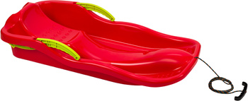 Duże sanki ślizg dla dzieci z oparciem hamulcem sznurkiem plastikowe czerwone