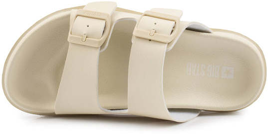 BIG STAR NN274A752 DAMSKIE KLAPKI Z KLAMRAMI NA BASEN PLAŻE BEŻOWE