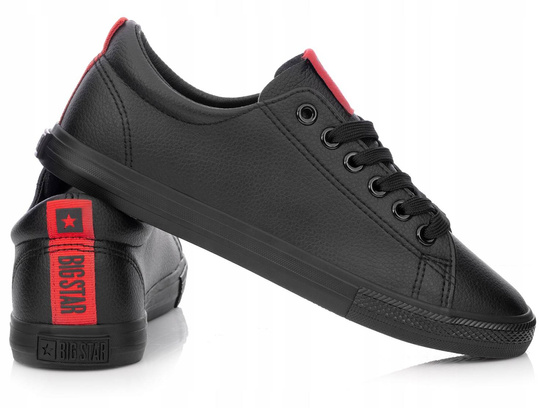 BIG STAR DD274687 906 damskie trampki niskie czarne ekoskóra