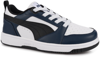 PUMA REBOUND V6 396742-12 buty dziecięce sneakersy sportowe elastyczne sznurówki biało granatowe