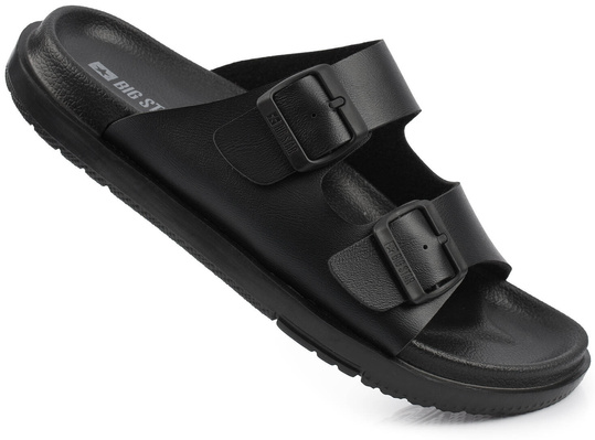 BIG STAR NN174597 MĘSKIE KLAPKI Z KLAMRAMI NA BASEN PLAŻE CZARNE