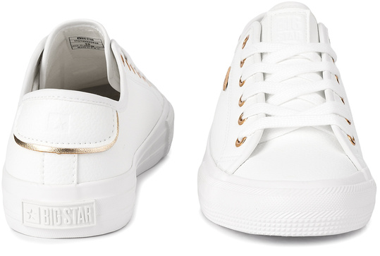 BIG STAR TT274022GR damskie trampki klasyczne niskie białe ekoskóra złote dodatki