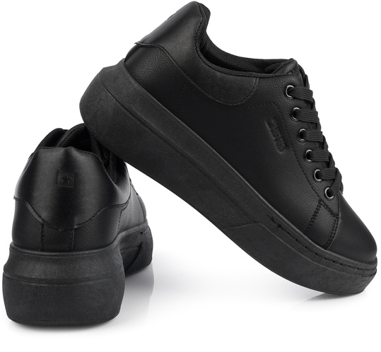 BIG STAR damskie buty sneakersy na platformie ekoskóra czarne