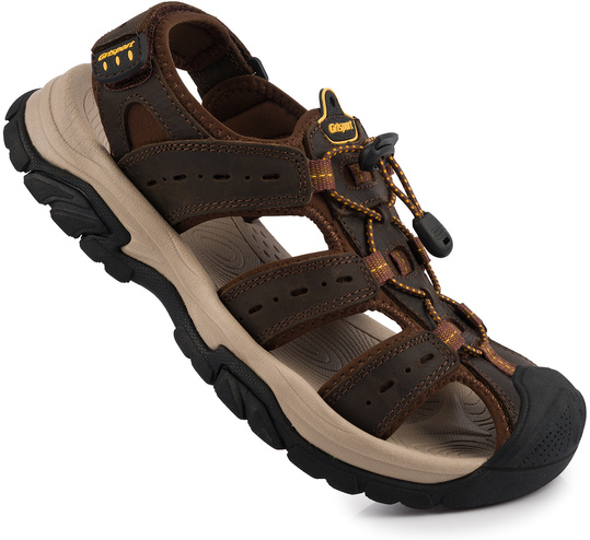 GRISPORT 9028M męskie sandały skórzane trekkingowe sportowe brązowe