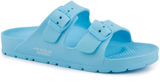 AQUA SPEED klapki dziecięce na basen plaże na codzień regulowane klamry niebieskie