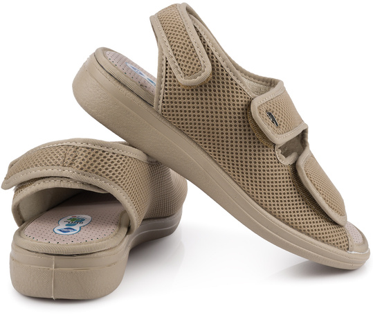 DR ORTO damskie buty sandały ortopedyczne na rzepy wygodne zdrowotne beżowe