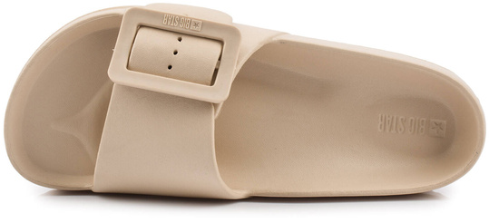 BIG STAR NN274A666 DAMSKIE KLAPKI PLATFORMA Z KLAMRAMI NA BASEN PLAŻE BEŻOWE