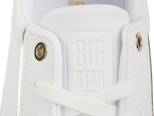 BIG STAR damskie buty sportowe sneakersy białe ekoskóra złote dodatki