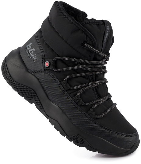 LEE COOPER LCJ3066 BUTY BOTKI DAMSKIE ZIMOWE ŚNIEGOWCE OCIEPLANE CZARNE