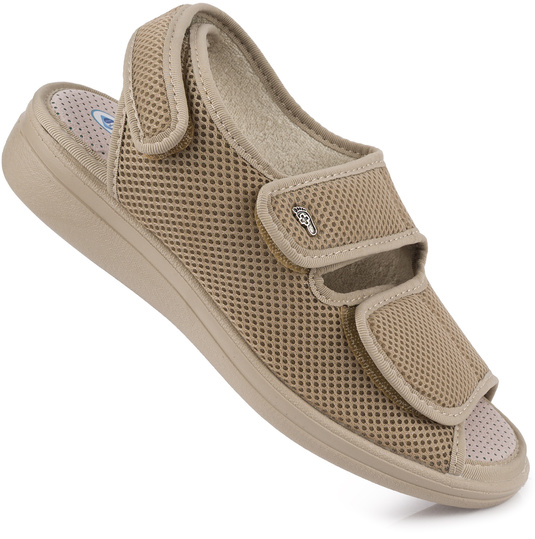 DR ORTO damskie buty sandały ortopedyczne na rzepy wygodne zdrowotne beżowe