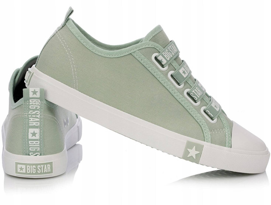 BIG STAR HH274097 damskie trampki niskie zielone z gumkami
