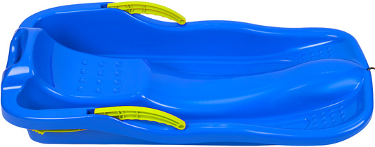 Duże sanki ślizg dla dzieci z oparciem hamulcem sznurkiem plastikowe niebieskie