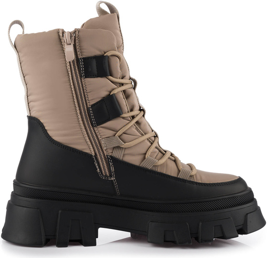 LEE COOPER LCJ3143 BUTY BOTKI DAMSKIE ZIMOWE ŚNIEGOWCE OCIEPLANE BEŻOWE