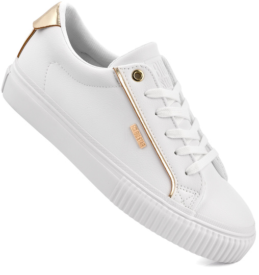 BIG STAR damskie buty sportowe sneakersy białe ekoskóra złote dodatki