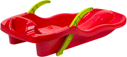 Duże sanki ślizg dla dzieci z oparciem hamulcem sznurkiem plastikowe czerwone