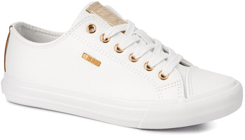 BIG STAR damskie trampki klasyczne białe ekoskóra złote dodatki