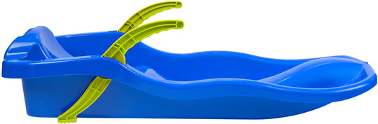 Duże sanki ślizg dla dzieci z oparciem hamulcem sznurkiem plastikowe niebieskie