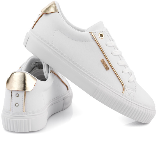 BIG STAR damskie buty sportowe sneakersy białe ekoskóra złote dodatki