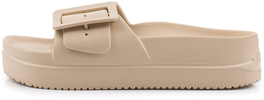 BIG STAR NN274A666 DAMSKIE KLAPKI PLATFORMA Z KLAMRAMI NA BASEN PLAŻE BEŻOWE