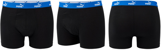 PUMA PROMO PRINT BOXER 935800-01 męskie bokserki majtki bawełniane 4PAK czarne niebieskie