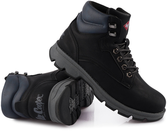 LEE COOPER LCJ2948 BUTY MĘSKIE ZIMOWE TRAPERY OCIEPLANE CZARNE