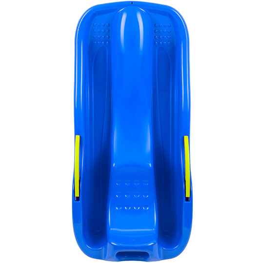 Duże sanki ślizg dla dzieci z oparciem hamulcem sznurkiem plastikowe niebieskie