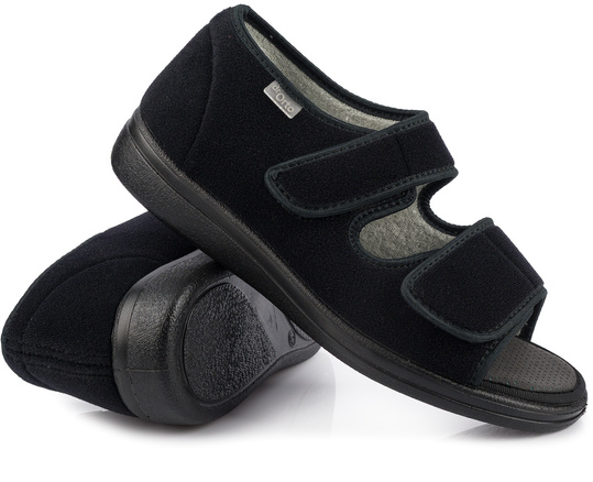 DR ORTO męskie buty sandały ortopedyczne na rzepy wygodne zdrowotne czarne