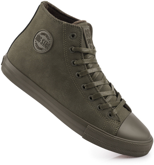 BIG STAR MĘSKIE OCIEPLANE WYSOKIE TRAMPKI ZA KOSTKĘ KHAKI EKOSKÓRA