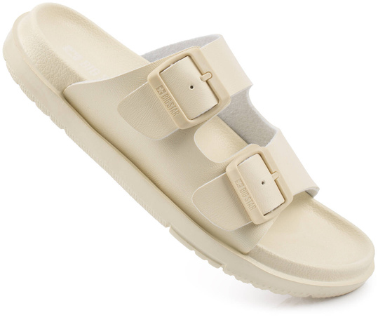 BIG STAR NN274A752 DAMSKIE KLAPKI Z KLAMRAMI NA BASEN PLAŻE BEŻOWE