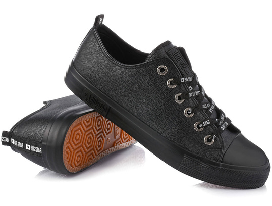 BIG STAR KK174053 MĘSKIE CZARNE KLASYCZNE TRAMPKI EKOSKÓRA