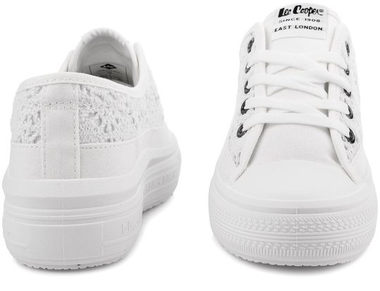 LEE COOPER 1617L damskie trampki na platformie koronka białe