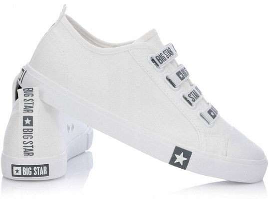 BIG STAR HH274094 damskie trampki niskie białe z gumkami