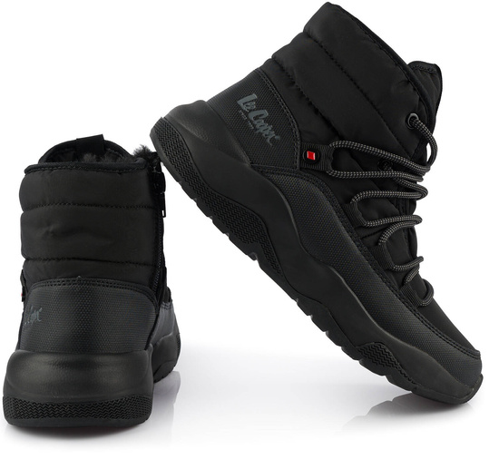 LEE COOPER LCJ3066 BUTY BOTKI DAMSKIE ZIMOWE ŚNIEGOWCE OCIEPLANE CZARNE
