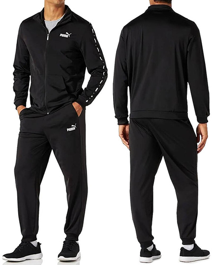 PUMA TAPE POLY SUIT 847420-01 CZARNY DRES KOMPLET MĘSKI SPORTOWY SPODNIE BLUZA