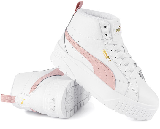 PUMA KARMEN II MID 397459-05 damskie buty sportowe sneakersy wysokie na platformie skórzane białe