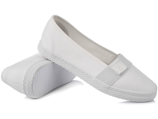 BIG STAR LL274201 BIAŁE DAMSKIE BALERINKI WSUWANE TRAMPKI TENISÓWKI