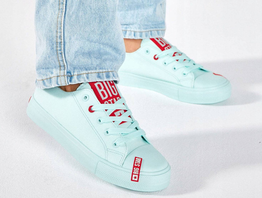 BIG STAR HH274679 damskie tramki niskie kolor miętowy