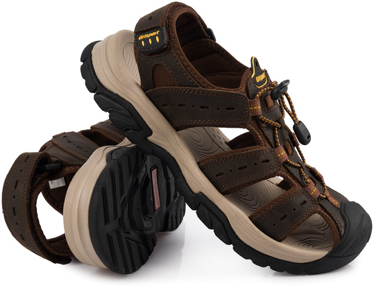 GRISPORT 9028M męskie sandały skórzane trekkingowe sportowe brązowe