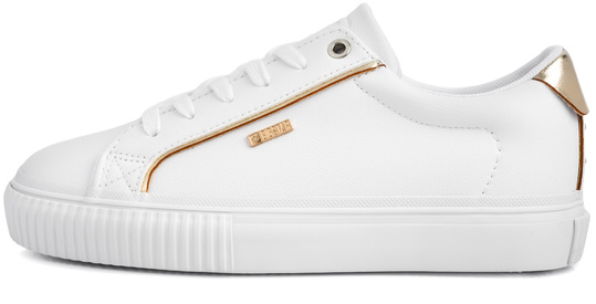 BIG STAR damskie buty sportowe sneakersy białe ekoskóra złote dodatki