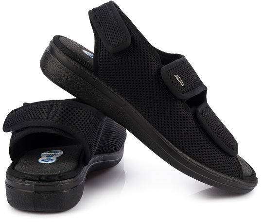 DR ORTO buty sandały ortopedyczne na rzepy wygodne zdrowotne czarne